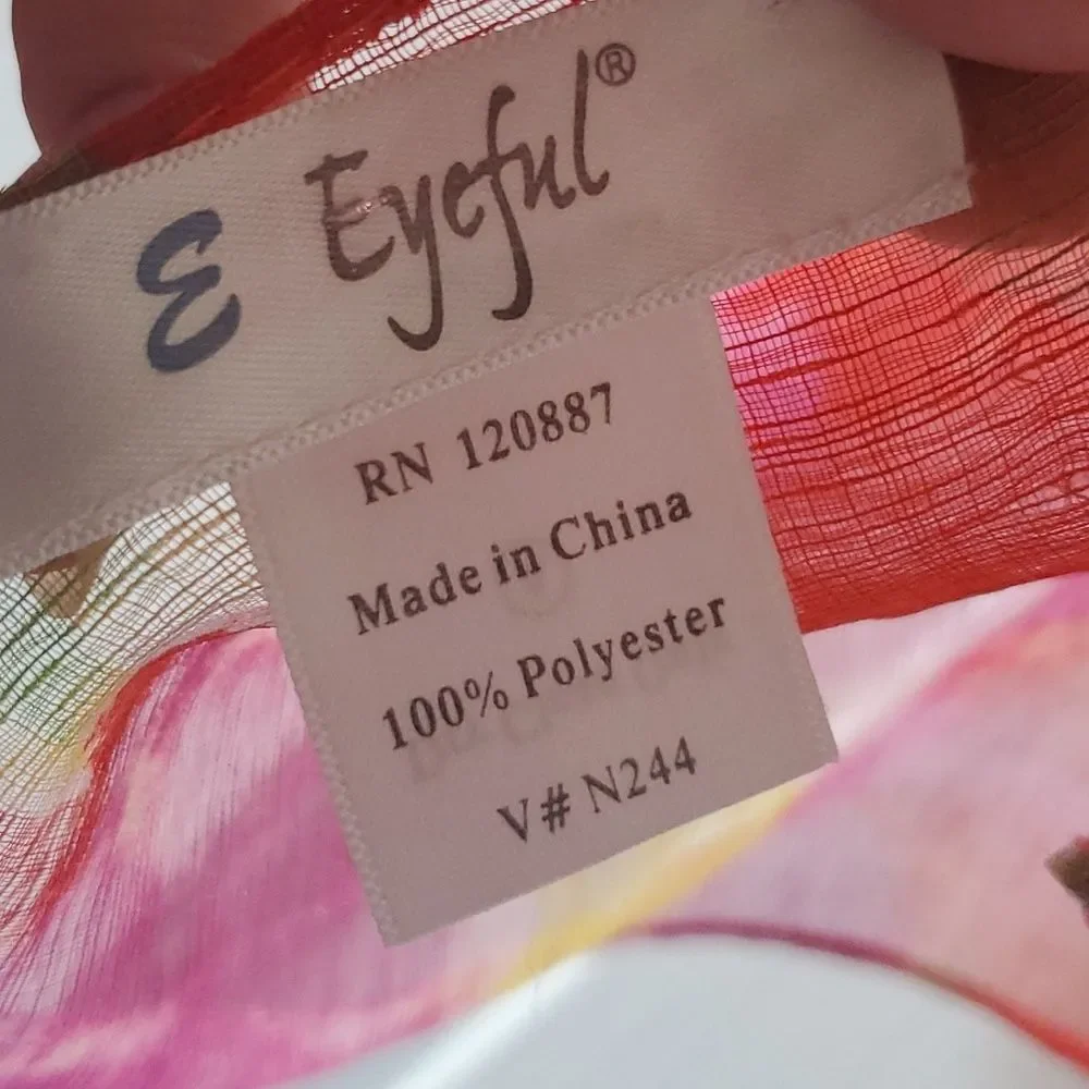 EYEFUL SHEER FLORAL SCARF WRAP RED BLUE YELLOW PINK GREEN